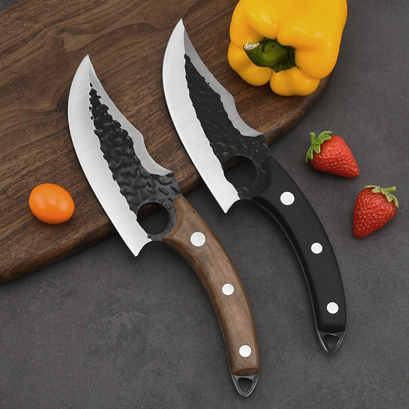 New wooden-handled pig slaughtering knife, hammer-textured forged boning knife, slaughtering knife, meat cutting knife, stainless steel sharp boning knife Specification drawing