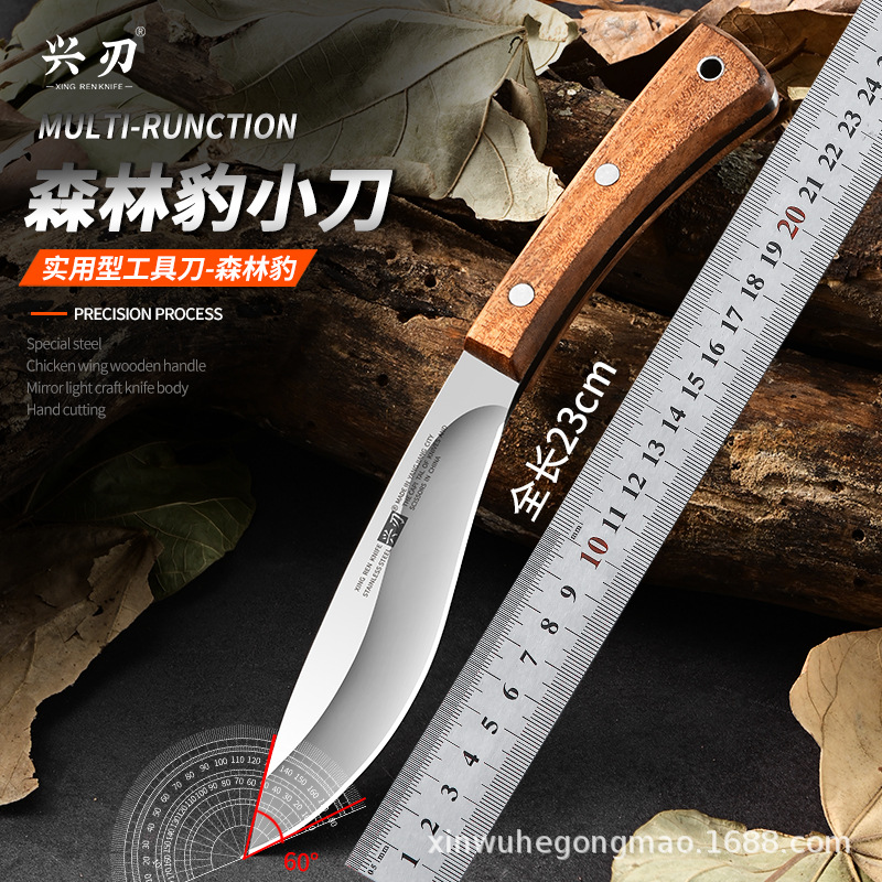 Amazon-exclusive multi-functional sharp fruit knife with solid wood handle, kitchen boning knife, stainless steel easy-to-clean knife full figure