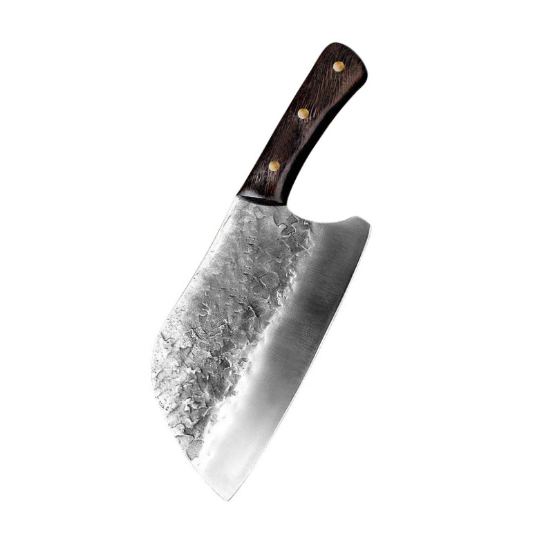 Cross-border pure hand-forged kitchen knife, slicing knife hammer pattern, Longquan stainless manganese steel, meat slices, melon wood handle, for chefs and merchants Item Picture