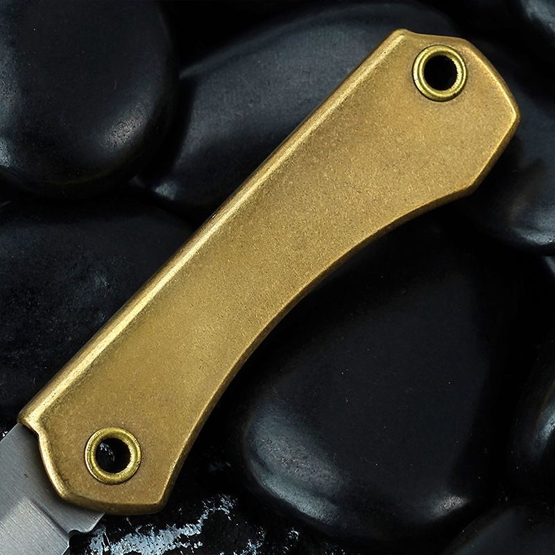 Mini brass knife, stainless steel folding knife, household fruit knife, keychain knife, portable portable knife, unboxing knife details Picture