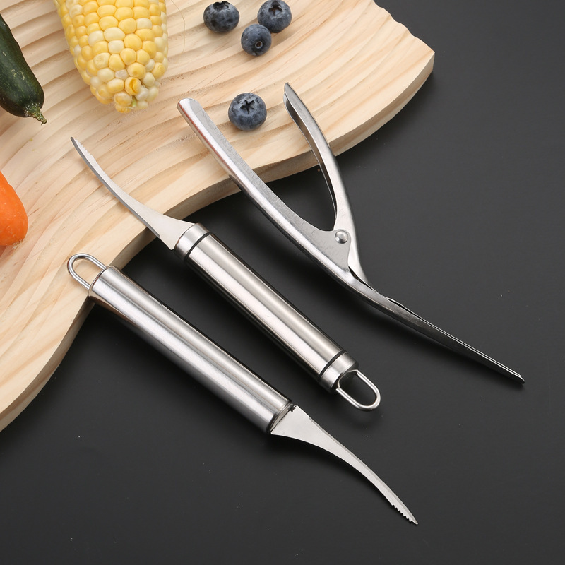 430 stainless steel shrimp thread remover knife, a special tool for seafood hot pot kitchens, is a stainless steel tool for picking shrimp threads and peeling the backs of shrimp details Picture
