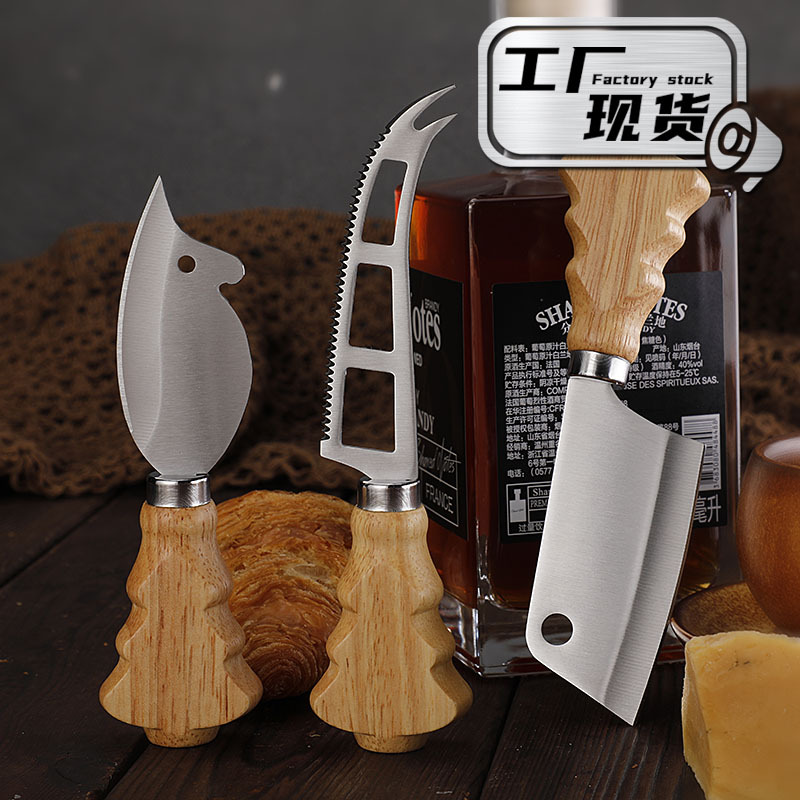 Cross-border in-stock Christmas tree cheese cheese knife, stainless steel Western food knife, steak knife, bread knife, mini kitchen knife full figure