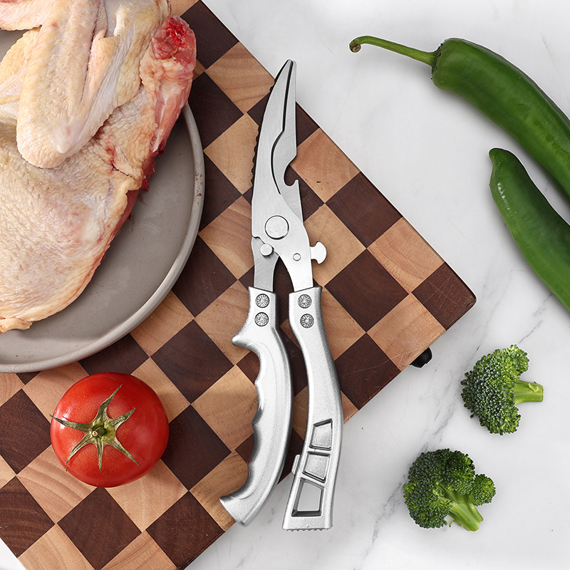 Cross-border best-selling stainless steel chicken bone scissors, kitchen scissors, multi-functional food scissors, specially designed for bone cutting full figure