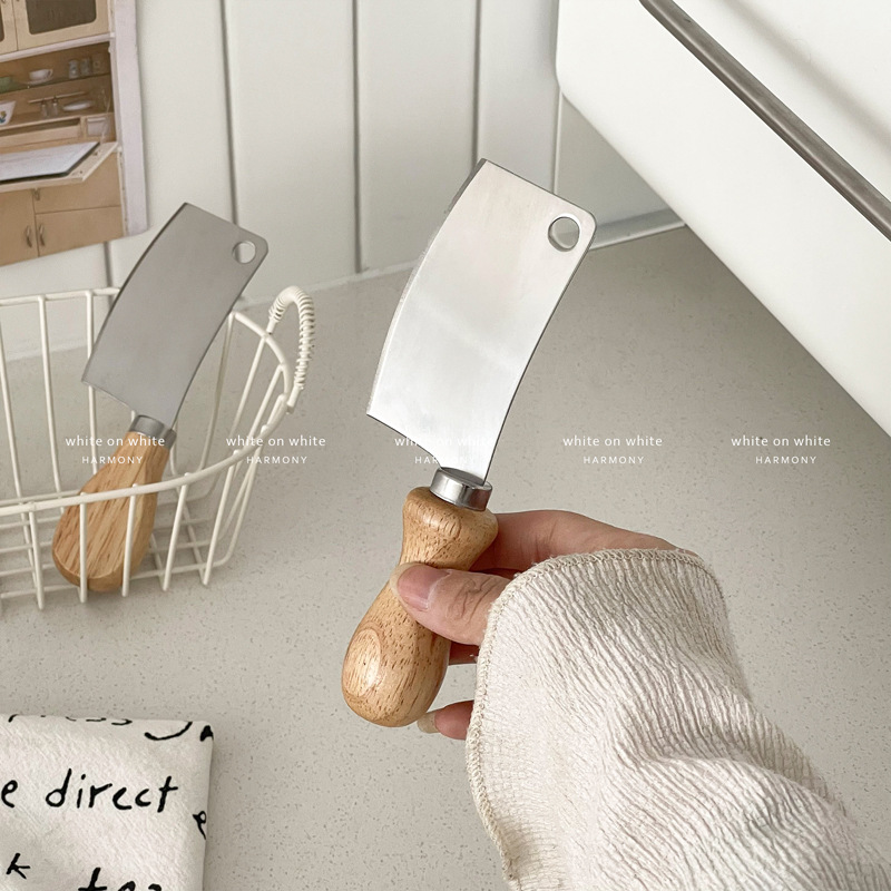 Mini kitchen-specific small kitchen knife, household children's complementary food knife, wooden handle stainless steel kitchen knife, small multi-purpose slicing knife Specification drawing
