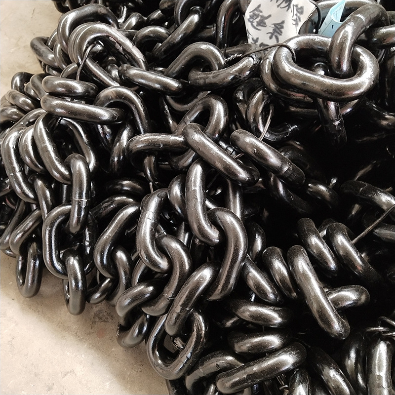 Black hoisting chains for mining, manganese steel G80 grade hoisting chains for mining details Picture