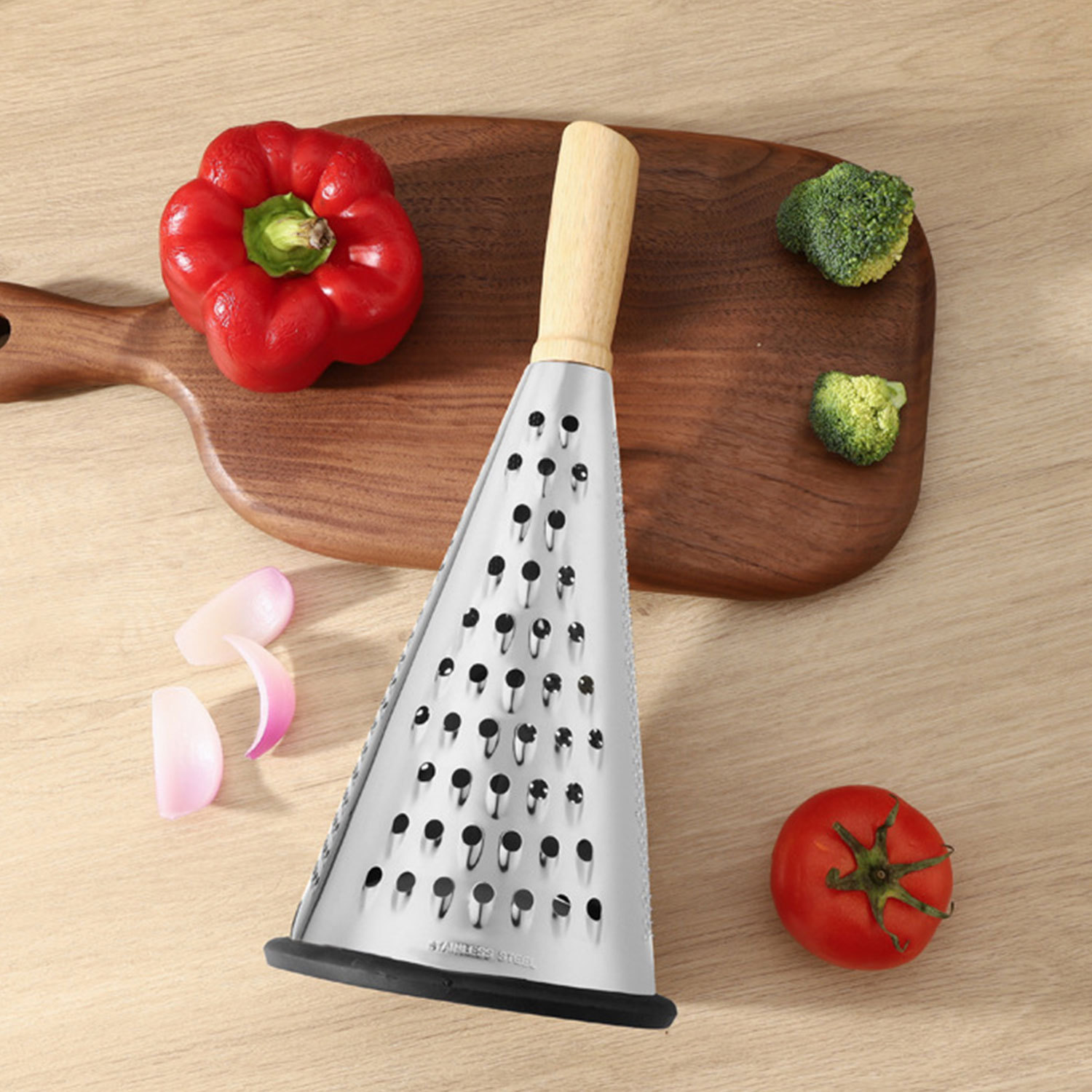 Cross-border rubber wood cone planer, 8-inch, 9-inch, 10-inch cone planer, kitchen planer, melon planer, anti-slip strip slicer, slicing Application Scenario