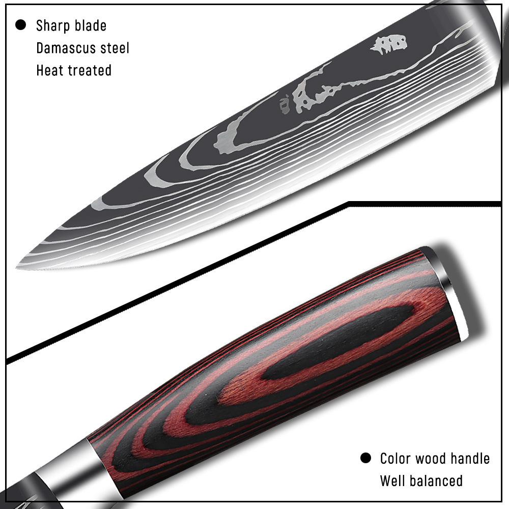 Damascus chef's set knife, chef's knife, special knife for cutting and slicing vegetables, household kitchen knife Application Scenario