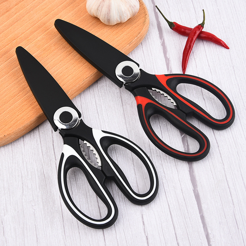 In-stock cat scissors, stainless steel chicken bone scissors, household multi-functional kitchen vegetable and food scissors, walnut scissors details Picture