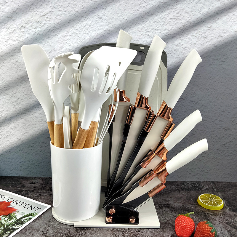 Hot-selling 20-piece set of silicone kitchenware, kitchen knives, non-stick pan spatulas, soup spoons, cooking tools, cross-border supply full figure