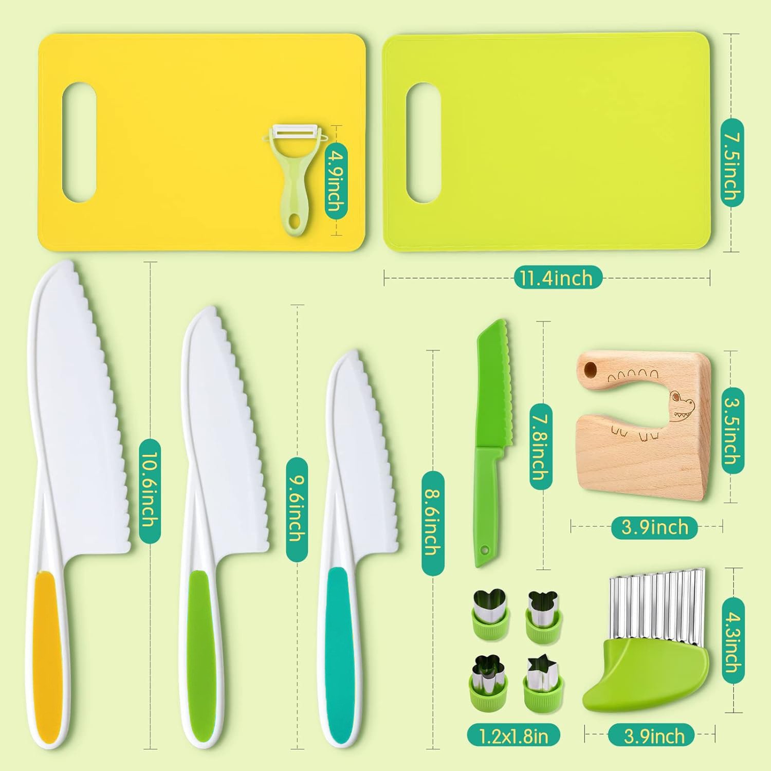 Factory direct supply of new 13-piece set of safety tools, fruit knives, early education role-playing toys, children's plastic knife sets Specification drawing