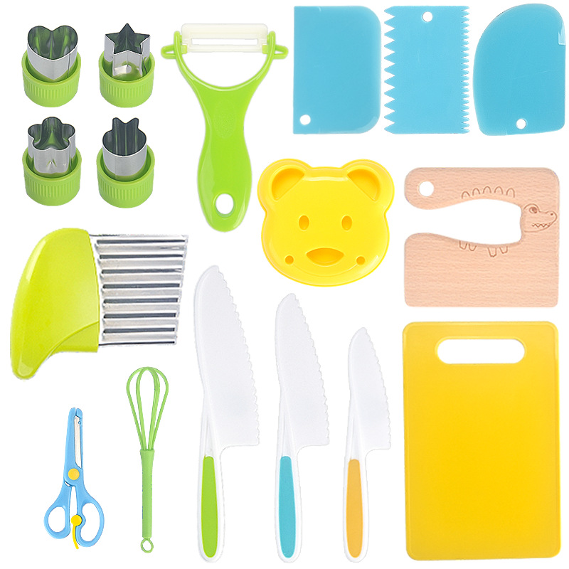 Children's plastic knife, early childhood education plastic knife, cake knife, fruit knife, vegetable cutting without hurting hands, children's knife set full figure
