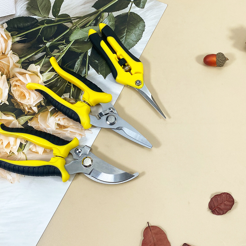 Three-piece set of garden tools: Stainless steel scissors for gardening, outdoor garden and courtyard pruning and planting tools details Picture