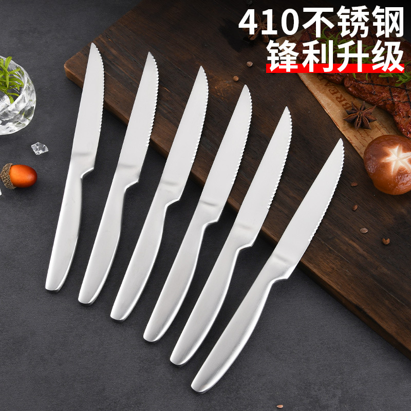 Cross-border best-selling Western-style stainless steel dining knives, Western dining knives, steak knives, main course knives, and minimalist steak six-piece sets are in stock details Picture