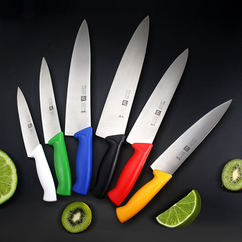 Colorful handle split-knife chef's knife, cooking knife, vegetable knife, meat knife, sushi knife, special color split-knife for raw fish full figure