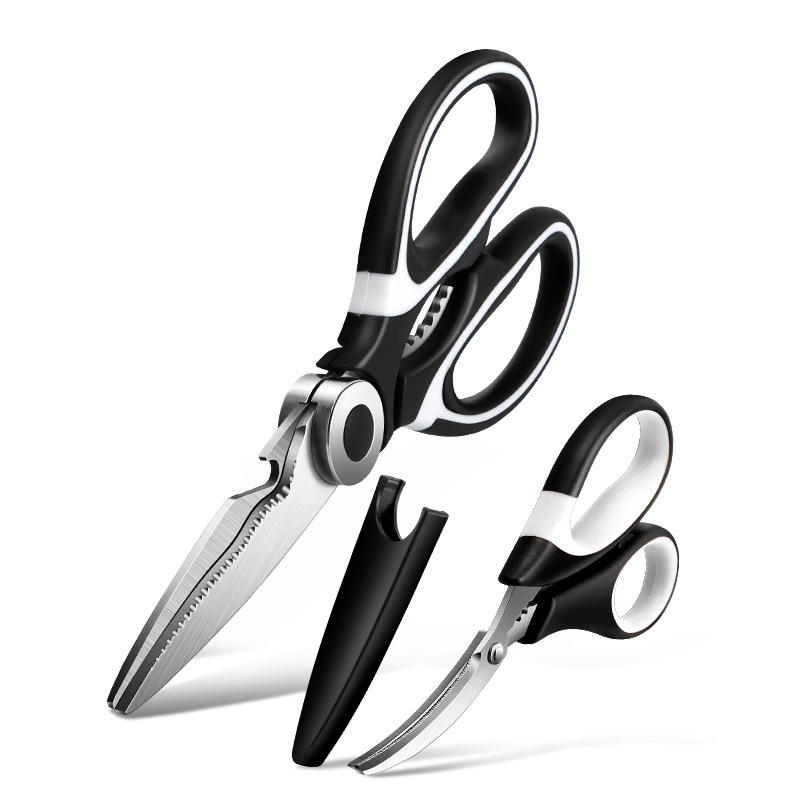 Cross-border in-stock multi-functional stainless steel kitchen scissors set, seafood scissors, shrimp scissors full figure