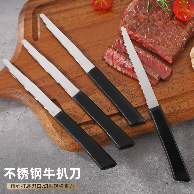 Stainless steel kitchenware and tableware for foreign trade, steak knives, steak knives, practical PP plastic handles for Western cuisine on Amazon full figure