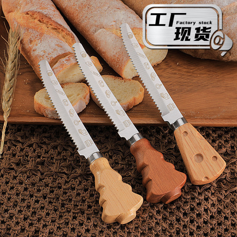 Factory in-stock creative Christmas tree handle steak knife, stainless steel Western food knife, steak knife, baking toast and bread knife full figure