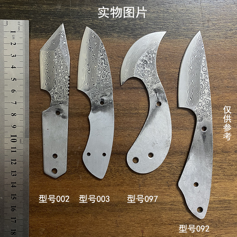 Damashe agarwood knife base, fruit knife base, paper shaving knife base, Outdoor DIY knife base 002 003 092 097 Specification drawing