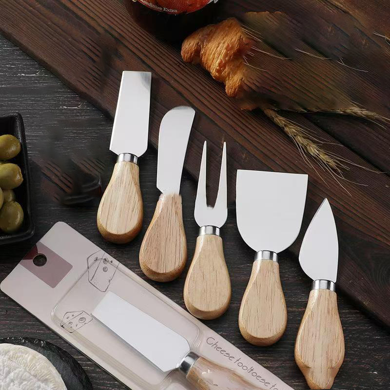 Factory direct sales of stainless steel cheese knives, wooden handle cheese and cheese knife sets, kitchen cheese knives, cheese knives details Picture