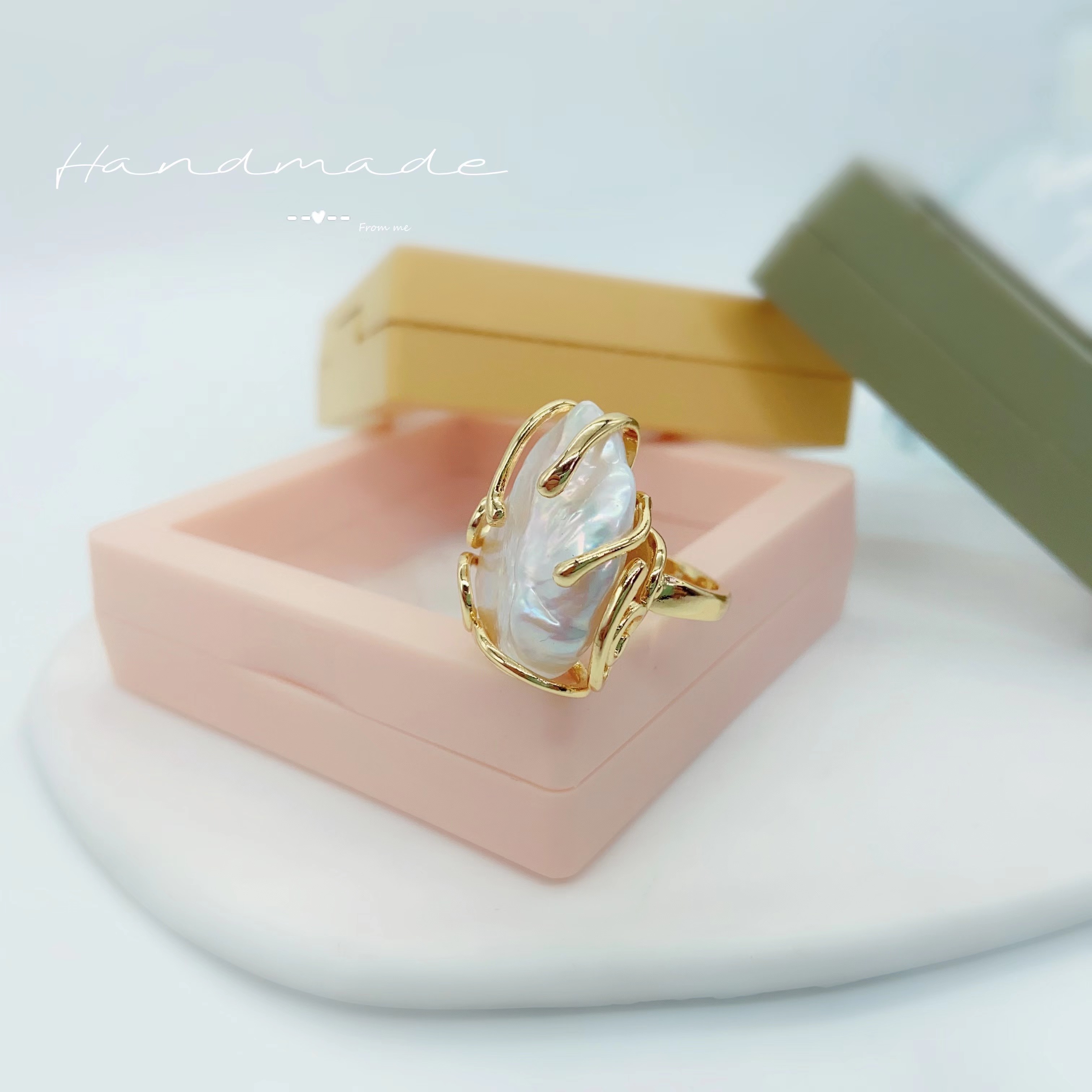 福多拉饰佳珍珠戒指开口戒指女小众设计高级感指戒个性复古指环网红爆款装饰戒指戒指女叠戴个性高端戒指珍珠戒指珠详情5