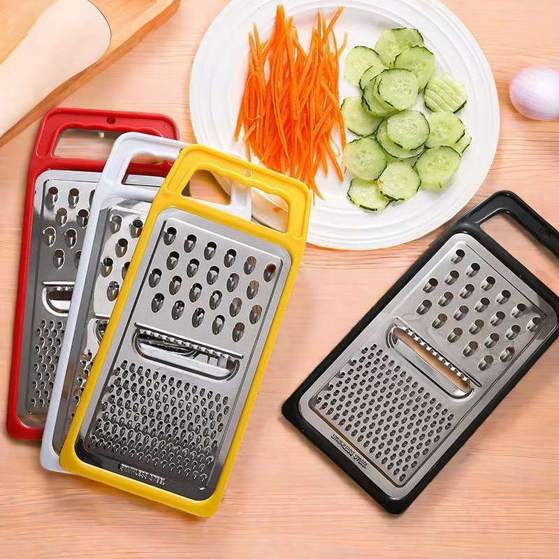 Wholesale stainless steel grater, three-in-one multi-purpose flat grater, blade grater, radish grater, and fruit grater full figure
