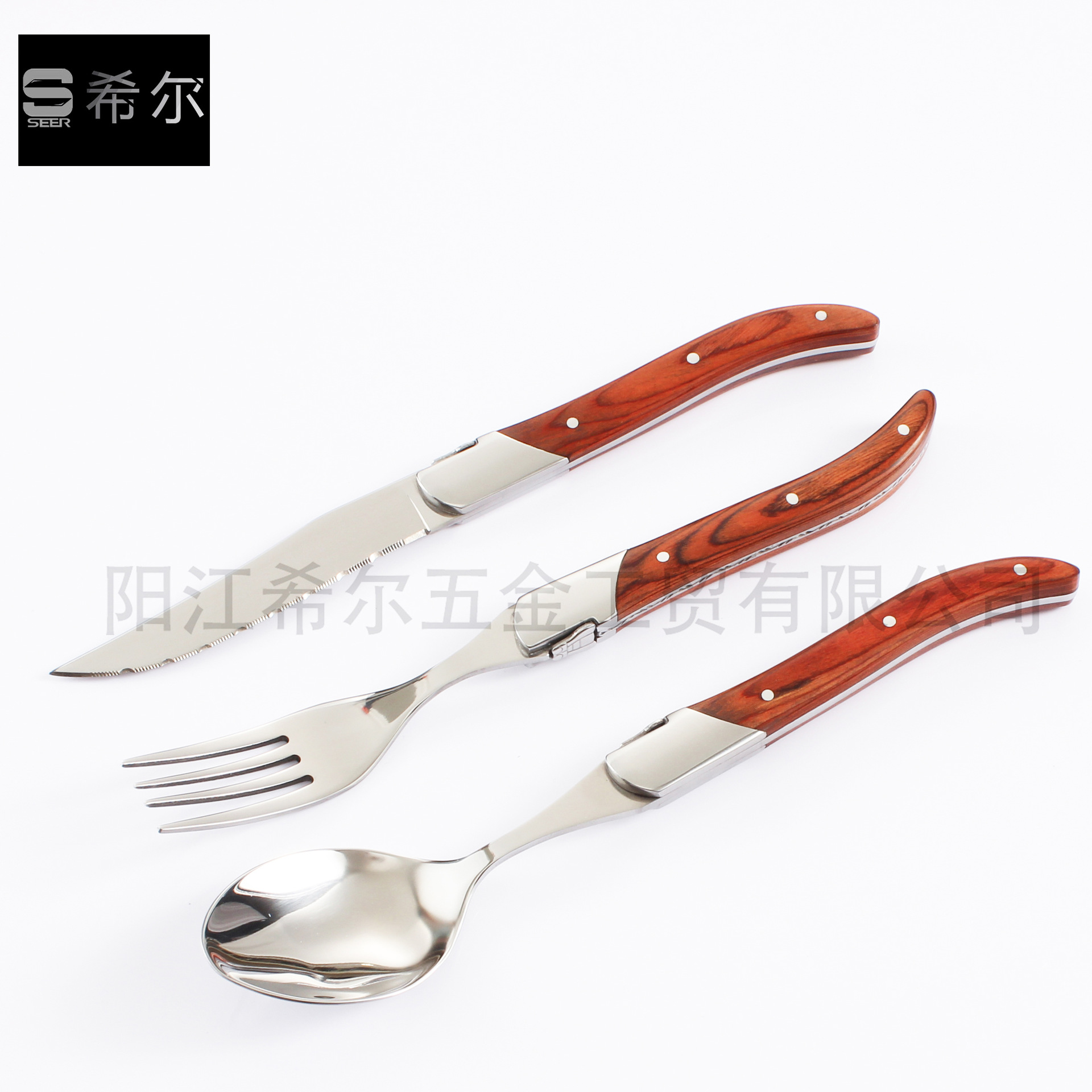 Wholesale of French Lagio Bee series steak forks and knives with colorful wooden handles, tableware, knives, forks and spoons full figure