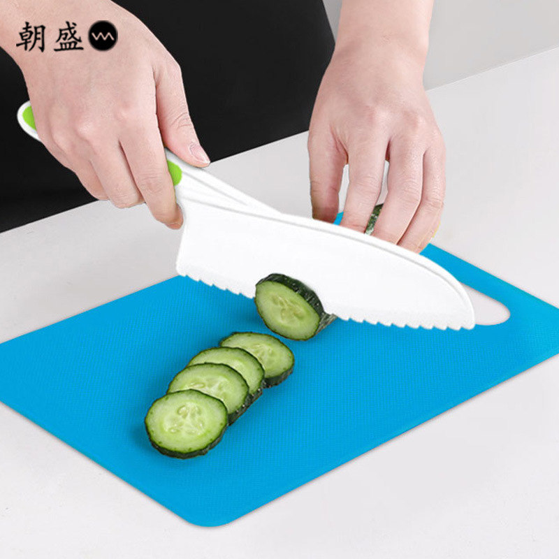 Children's plastic fruit knife set, kindergarten early education cutting board, cookie mold, anti-cutting gloves, potato wave cutting details Picture