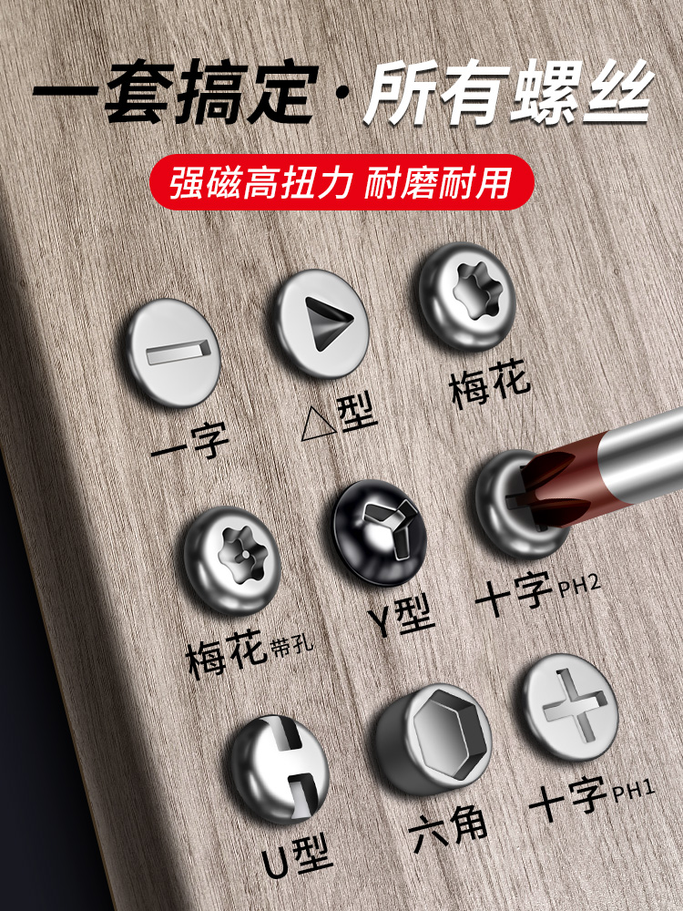 Multi-functional screwdriver bit set, strong magnetic triangular screwdriver, star-shaped screwdriver tool, manual and electric special-shaped bit full figure