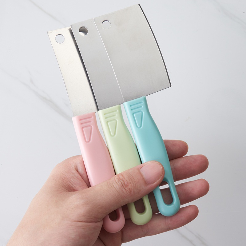 Mini kitchen knife, portable stainless steel fruit knife, food-grade pp handle, children's cooking knife, plastic cutting board Specification drawing