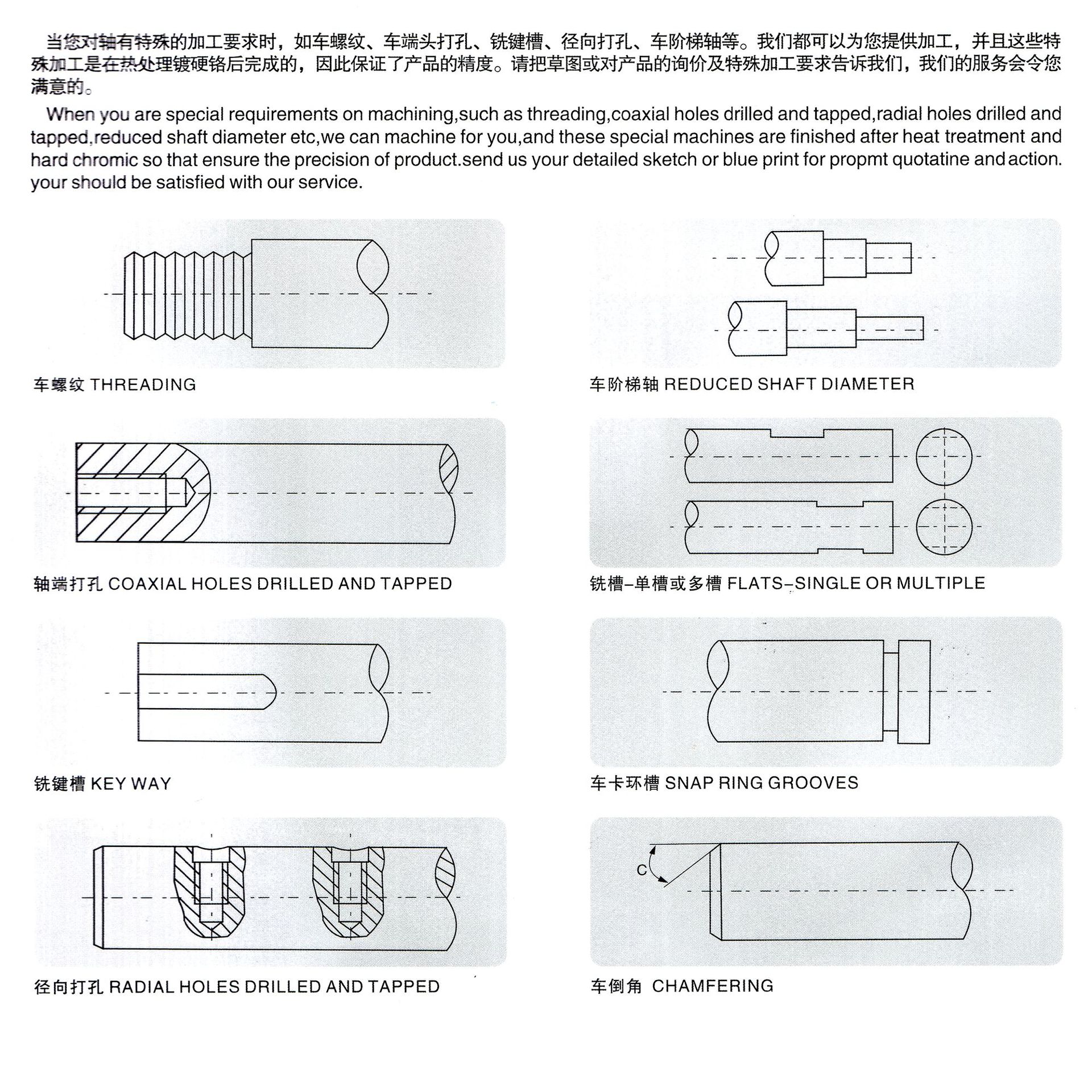It can process 45 high-carbon steel linear smooth shafts with linear bearings, flexible shafts, hard shafts, piston rods, smooth rods and chrome-plated rods Specification drawing