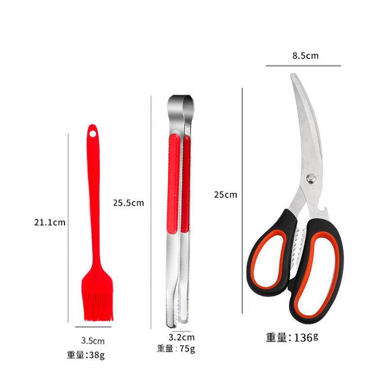 Korean-style stainless steel barbecue scissors clip set, commercial thickened chicken cutlet steak scissors, restaurant home set Application Scenario