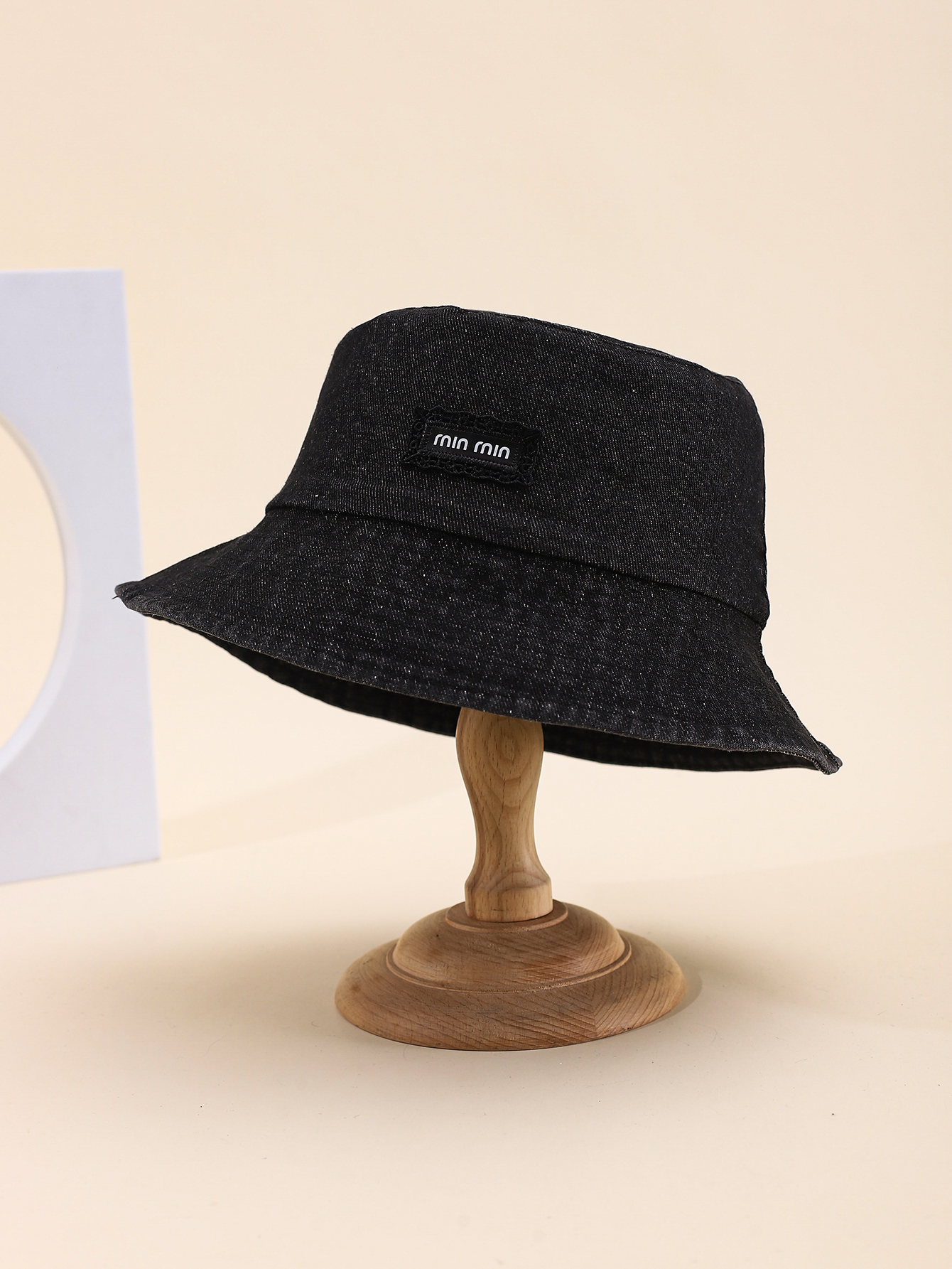 Spring and summer Korean-style minmin lace label cowboy fisherman hat, fashionable and versatile, travel sun protection, foldable basin hat, export adult hat, average size 58CM Item Picture