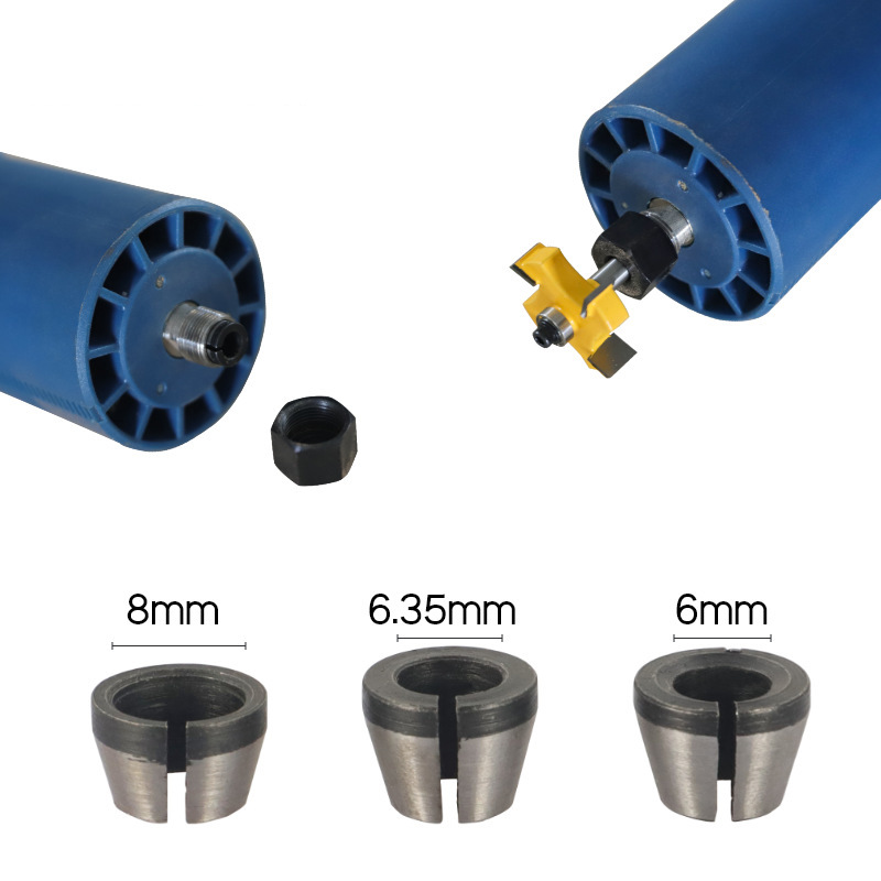 Zhejiang Leqiao Tools woodworking milling cutter chuck 6mm1/4 shank 8mm engraving machine nut trimming machine chuck Application Scenario