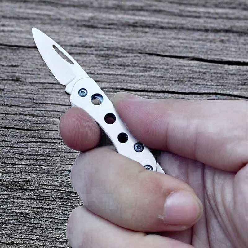Cross-border thickened outdoor folding knife, portable mini express delivery knife, stainless steel camping knife, household fruit knife details Picture