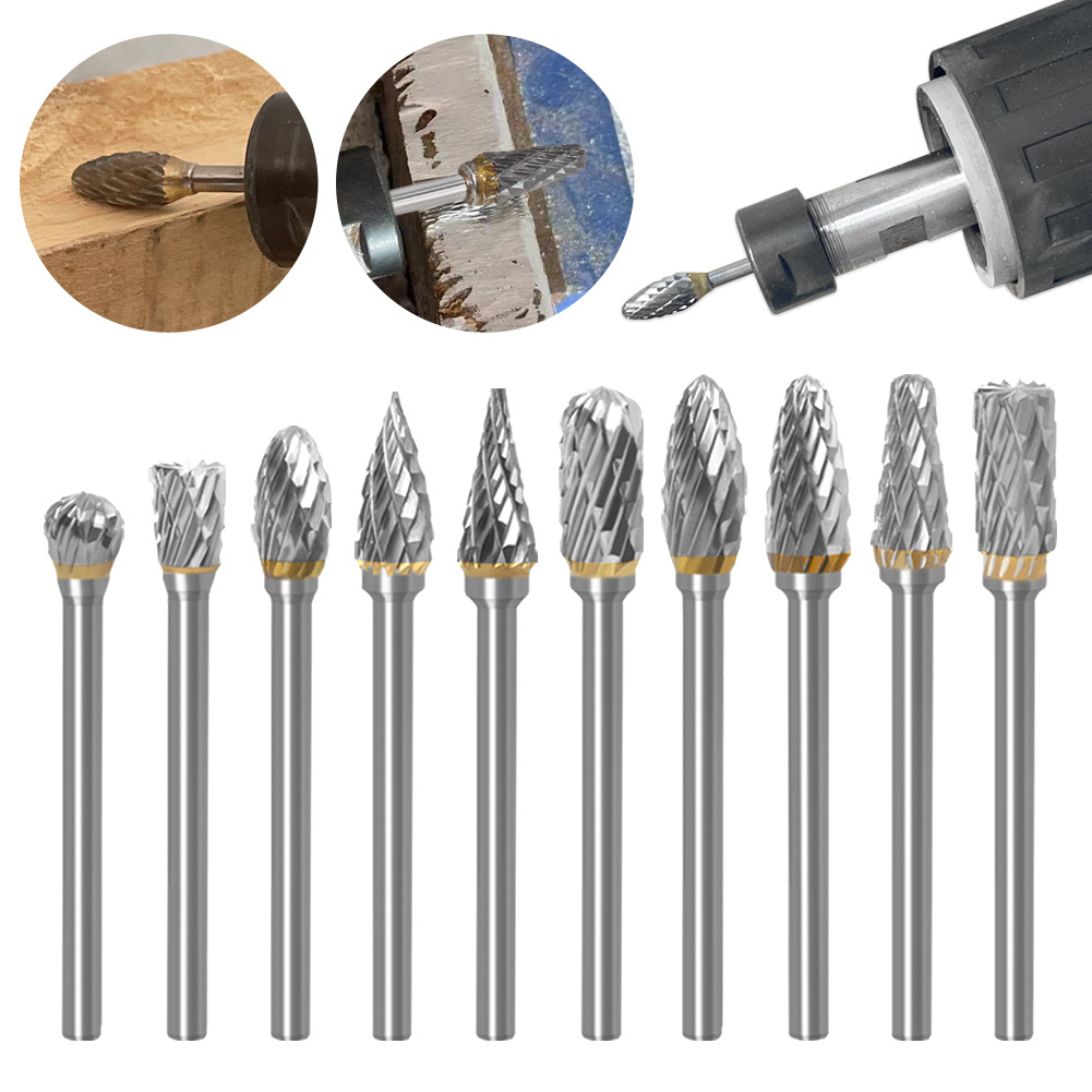 10-piece double-slot rotary file grinding head 3×6mm hard alloy tungsten steel grinding head rotary file milling cutter full figure