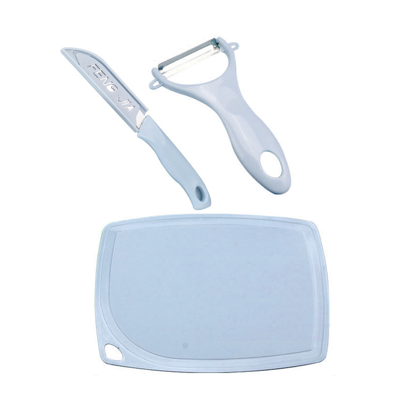 Nordic plastic cutting board three-piece set, convenient kitchenware, cutting board knife, outdoor travel kitchen gift, peeler knife set Item Picture