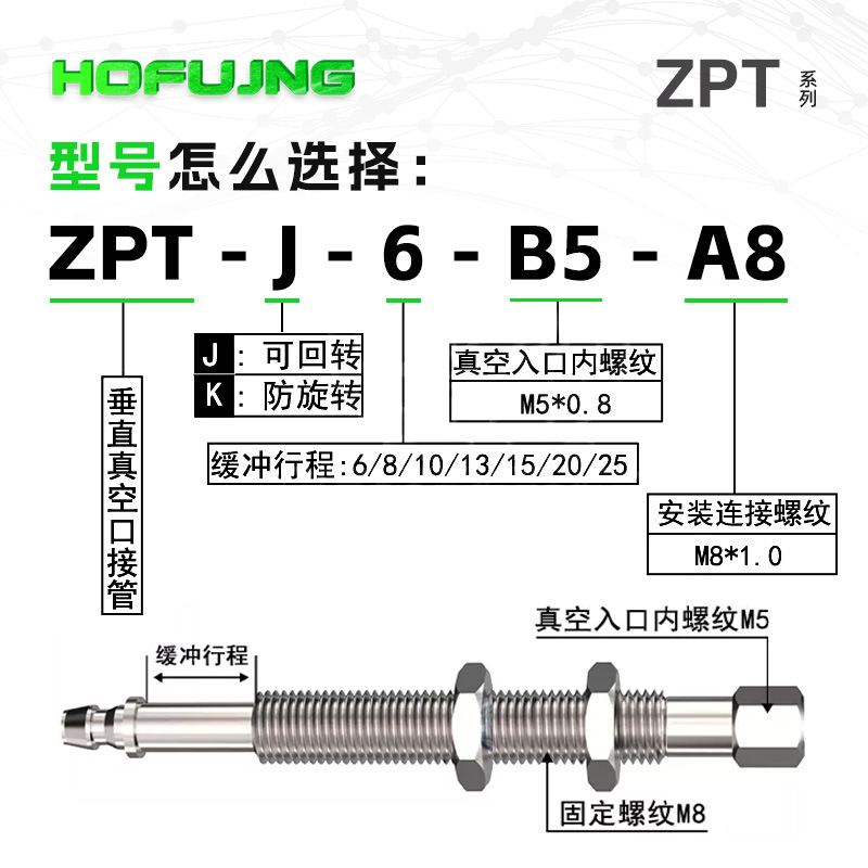 SMC Mini Hardware manipulator suction cup bracket Suction rod ZPT-J6, J8, J13, J10, J15, J20-B5-A8 M8 Item Picture