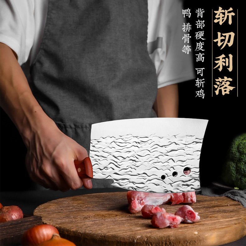 Yangjiang manufacturer exclusively supplies stainless steel forged kitchen knives, chef-specific cutting knives, and household bone-cutting and slicing dual-purpose knives full figure