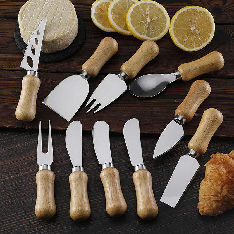 Factory in stock stainless steel rubber wooden handle cheese knives, Western-style knives, cheese bread knives, table knives, and cheese tool knives Application Scenario