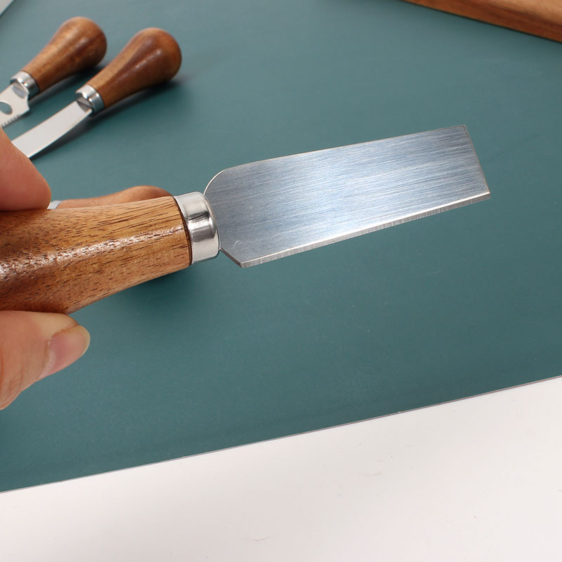 Manufacturer's in-stock vertical acacia wood-handled cheese knife, butter knife, cheese and cheese knife, fork, jam spreading knife Specification drawing