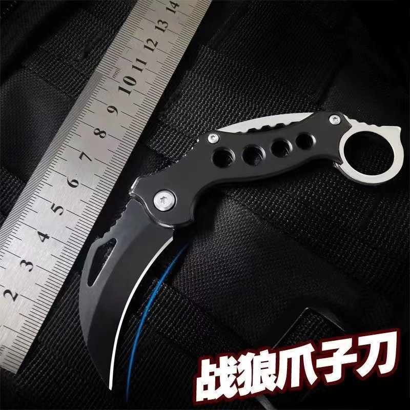Cross-border outdoor equipment knife, folding knife, mini unboxing knife, high-hardness small claw knife for the wild, sharp fruit knife full figure