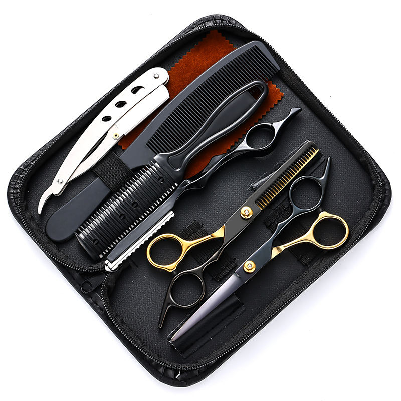 The source factory's hairdressing scissors, flat scissors, tooth clippers, and home bangs hairdressing scissors sets are available for wholesale Application Scenario