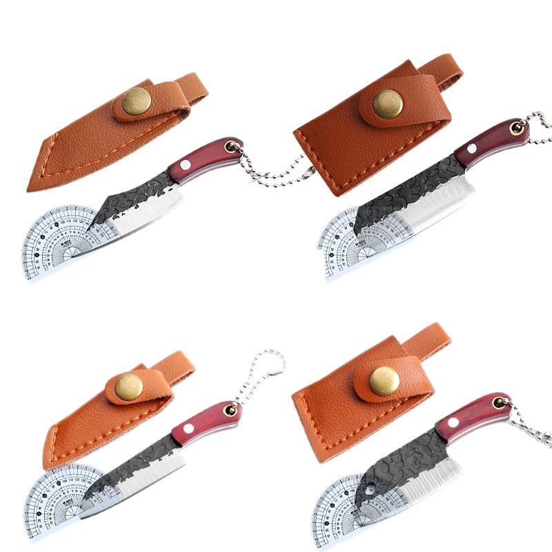 The manufacturer's new mini pendant knife for opening express deliveries, sharp knife with leather case, letter opening knife, and mini kitchen knife with forged texture Item Picture