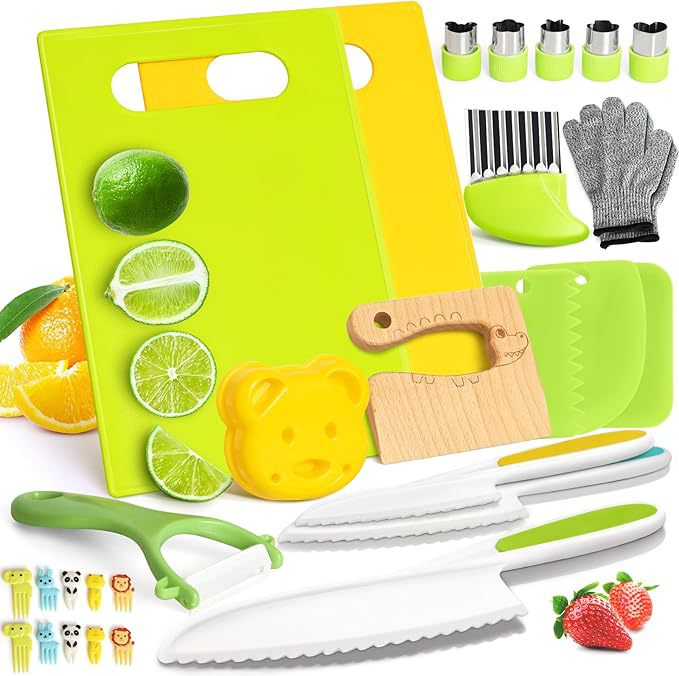 Factory direct supply of anti-cut children's knife sets, children's fruit knives, baby food tool sets, plastic kitchen toys Item Picture