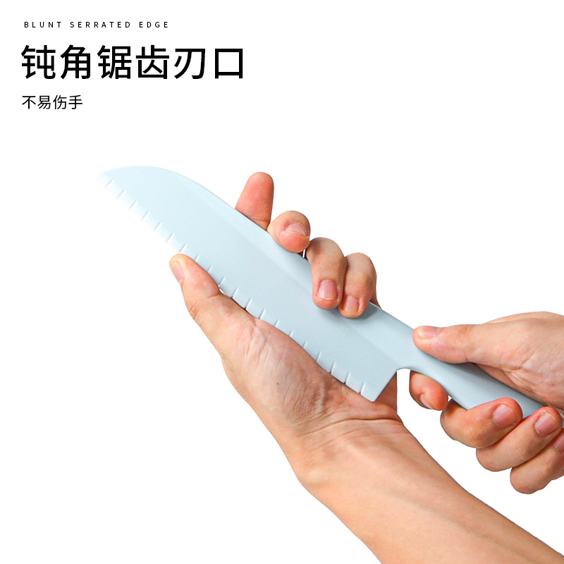 Children's safety knife and cutting board set, kindergarten early education tableware, plastic teaching fruit and cake knife, no hand injury when cutting vegetables Specification drawing