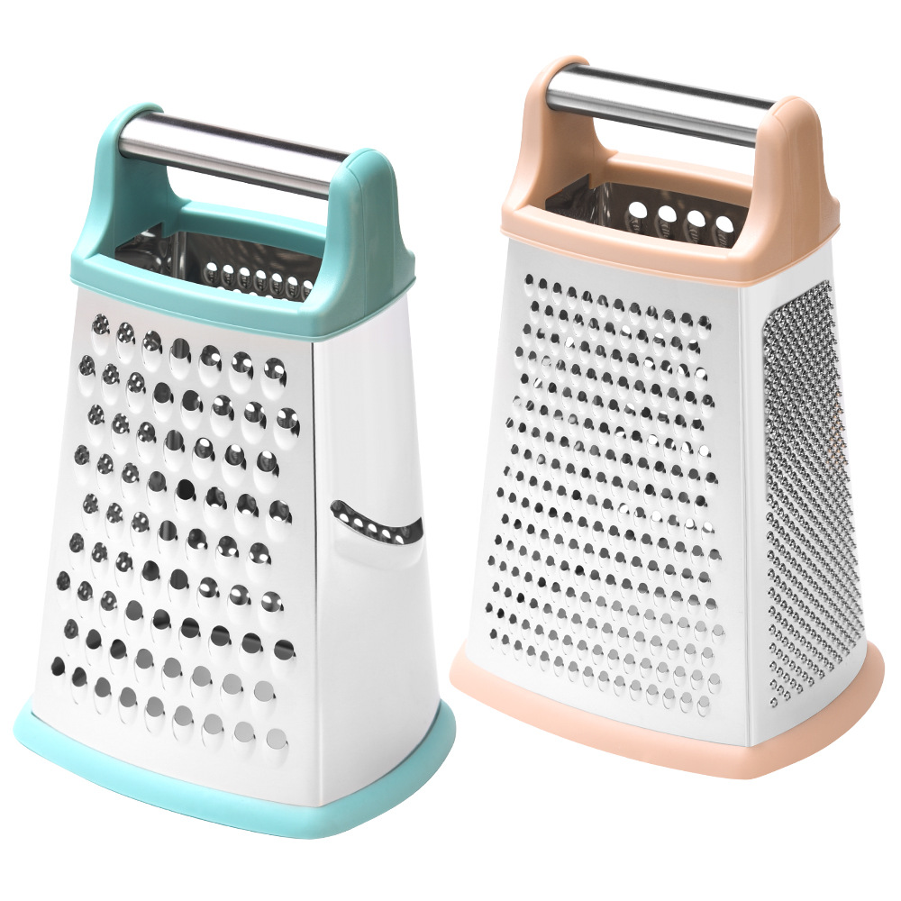 Stainless steel four-sided and six-sided grater, multi-functional grater, kitchen vegetable cutter, fruit, cheese, cheese and potato slicer Item Picture