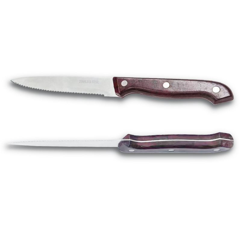 Wholesale of in-stock steak knives with electric wood handles and stainless steel sharp knives for cutting meat, steak, fruits and vegetables details Picture