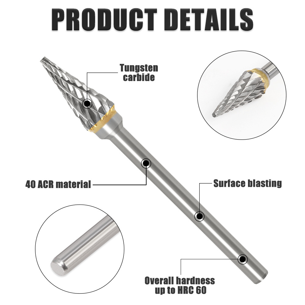 10-piece double-slot rotary file grinding head 3×6mm hard alloy tungsten steel grinding head rotary file milling cutter details Picture