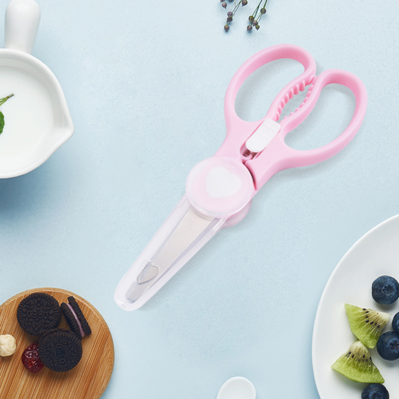 Stainless steel scissors for children's complementary food, household kitchen, portable food scissors for babies to take out, kitchen scissors, complementary food scissors Item Picture