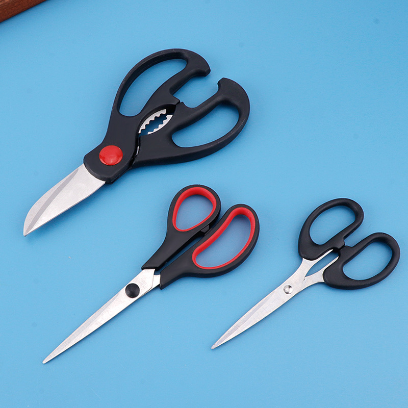Stainless steel scissors, household scissors, three-piece set, multi-functional kitchen scissors, chicken bone cutting and sewing scissors, handmade small scissors Specification drawing